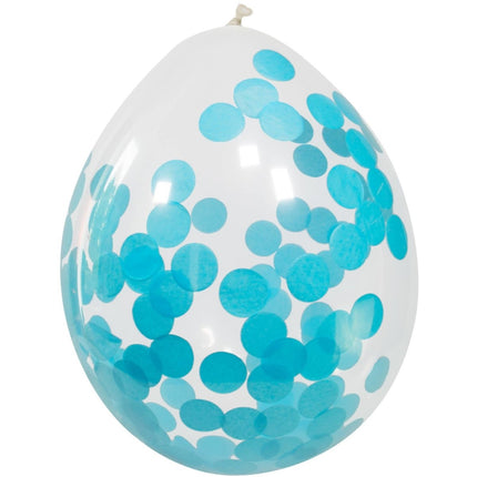 Confetti Ballonnen Blauw 30cm 4st van Folat koop je bij Partywinkel