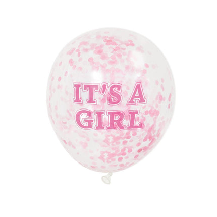 Confetti Ballonnen It's A Girl Roze 30cm 6st van Unique koop je bij Partywinkel