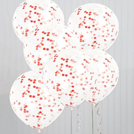 Confetti Ballonnen Rood 40cm 6st van Unique koop je bij Partywinkel