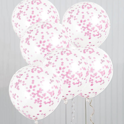 Confetti Ballonnen Roze 40cm 6st van Unique koop je bij Partywinkel