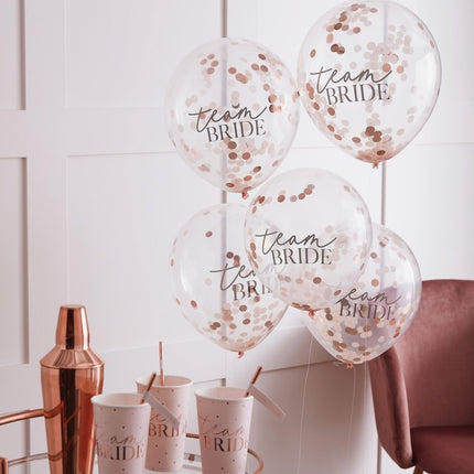 Confetti Ballonnen Team Bride 30cm 5st van Ginger Ray koop je bij Partywinkel