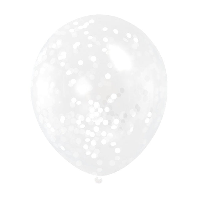 Confetti Ballonnen Wit 30,5cm 6st van Unique koop je bij Partywinkel