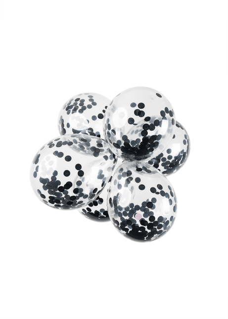 Confetti Ballonnen Zwart 30cm 6st van WeFiesta koop je bij Partywinkel