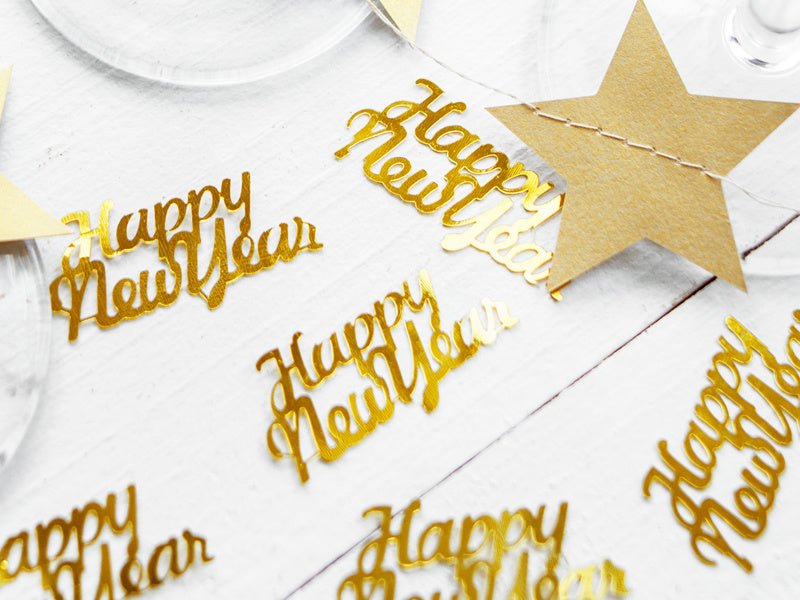 Confetti Happy New Year Goud 4cm van Partydeco koop je bij Partywinkel