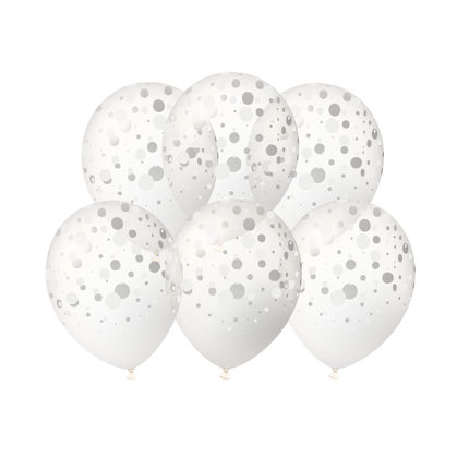 Zilveren Ballonnen Stippen 30cm 6st