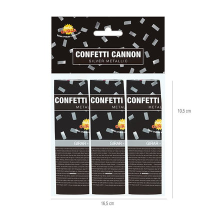 Conffeti Kanon Zilver 10,5cm 3st van Fiestas Guirca koop je bij Partywinkel