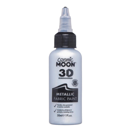 Cosmic Moon Metallic Fabric Paint Silver 30ml van Moon Creations koop je bij Partywinkel