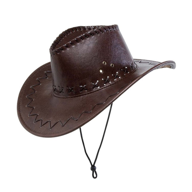 Cowboy Hoed Bruin Lederlook van Widmann koop je bij Partywinkel