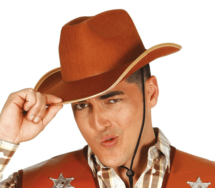Cowboy Hoed Bruin Oranje van Fiestas Guirca koop je bij Partywinkel
