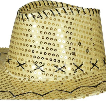 Cowboy Hoed Goud Pailletten van Fiestas Guirca koop je bij Partywinkel
