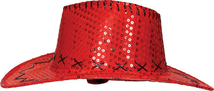 Cowboy Hoed Rood Pailleten van Fiestas Guirca koop je bij Partywinkel