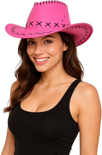 Cowboy Hoed Roze Luxe van Partychimp koop je bij Partywinkel
