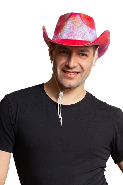 Cowboy Hoed Shiny Rood van Partychimp koop je bij Partywinkel