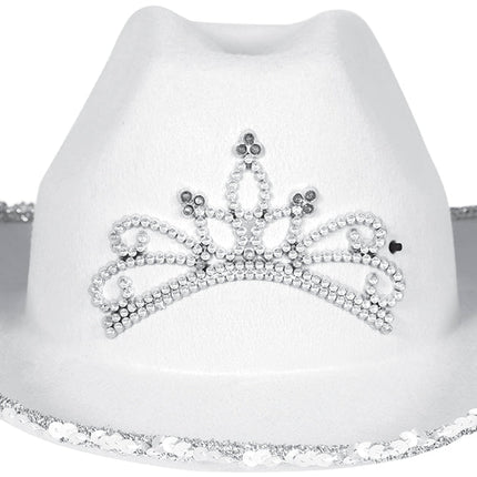 Cowboy Hoed Wit Zilver van Fiestas Guirca koop je bij Partywinkel