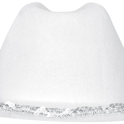 Cowboy Hoed Wit Zilver van Fiestas Guirca koop je bij Partywinkel