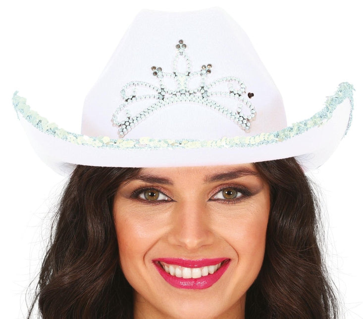 Cowboy Hoed Wit Zilver van Fiestas Guirca koop je bij Partywinkel