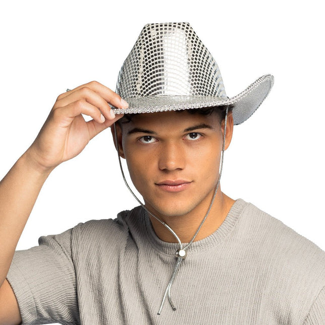 Cowboy Hoed Zilver Glinsterend van Boland koop je bij Partywinkel