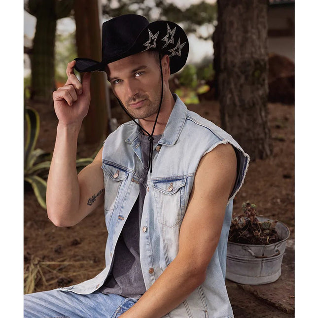 Cowboy Hoed Zwart Sterren van Boland koop je bij Partywinkel