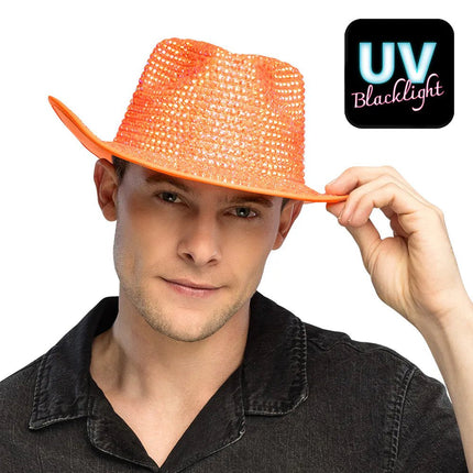 Cowboyhoed Aurora neonoranje UV van Boland koop je bij Partywinkel