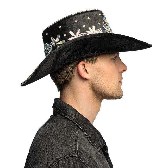 Cowboyhoed Crystal zwart van Boland koop je bij Partywinkel