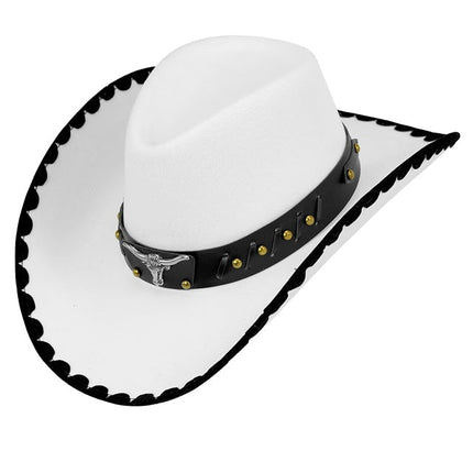COWBOYHOED MET STIER, WIT VILT van Widmann koop je bij Partywinkel