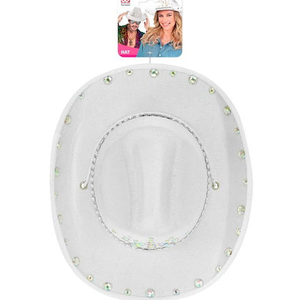 Cowboyhoed Wit Met Diamanten van Widmann koop je bij Partywinkel