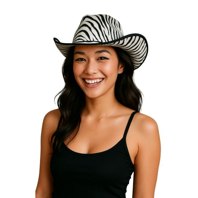 Cowboyhoed Zebra van Partychimp koop je bij Partywinkel