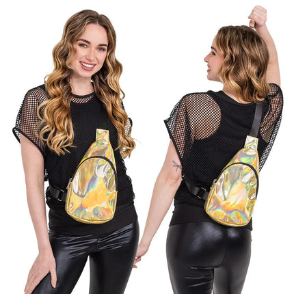 Crossbody tas Holo goud (30 x19 x 4 cm) van Boland koop je bij Partywinkel