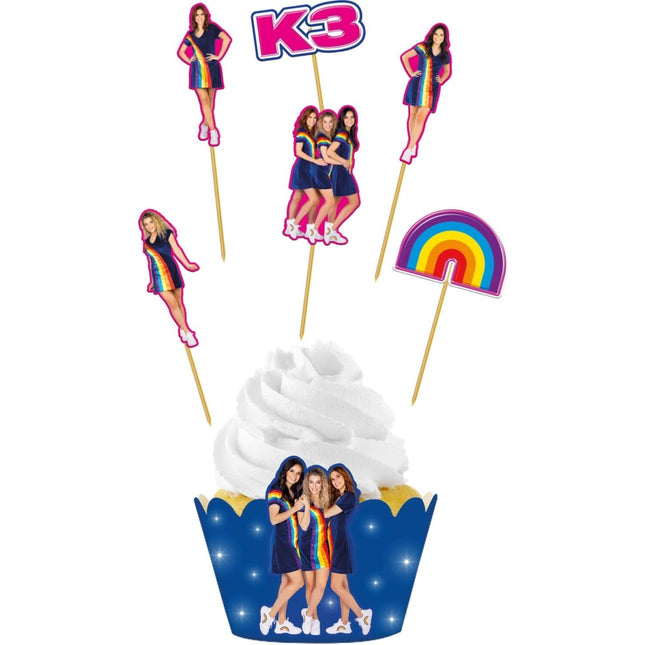 Cupcake Decoratie Set K3 12 - delig van Folat koop je bij Partywinkel