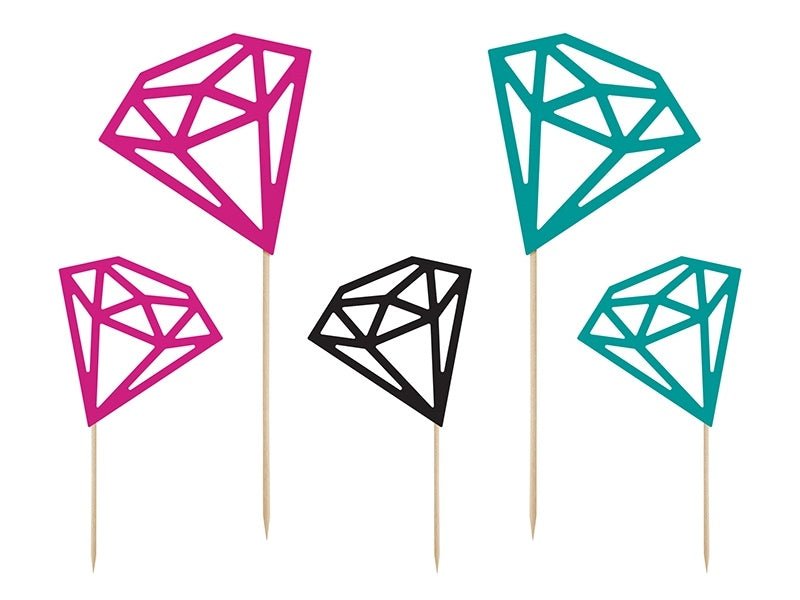 Cupcake Toppers Diamant 25,5cm 5st van Partydeco koop je bij Partywinkel