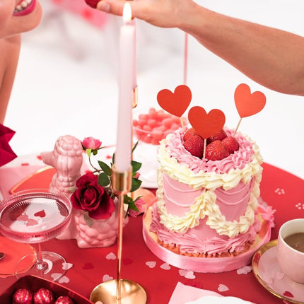 Hartjes Cupcake Toppers 11cm 6st van Partydeco koop je bij Partywinkel