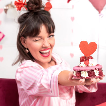 Hartjes Cupcake Toppers 11cm 6st van Partydeco koop je bij Partywinkel