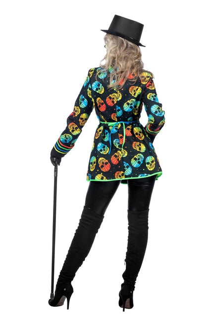 Gekleurde Jas Dames Doodshoofd van Wilbers & Wilbers koop je bij Partywinkel