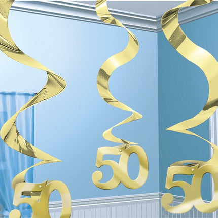 Decoratiespiralen 50 Goud 5st van Riethmueller koop je bij Partywinkel