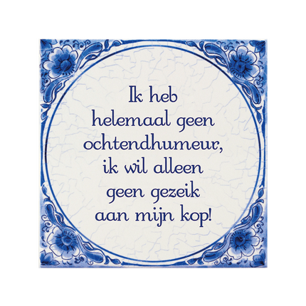 Delfts Blauw Tegel Ochtendhumeur 14,5cm van Paper Dreams koop je bij Partywinkel