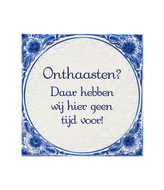 Delfts Blauw Tegel Onthaasten 14,5cm van Paper Dreams koop je bij Partywinkel