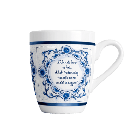 Delfts blauwe mok - Baas in huis van Paper Dreams koop je bij Partywinkel