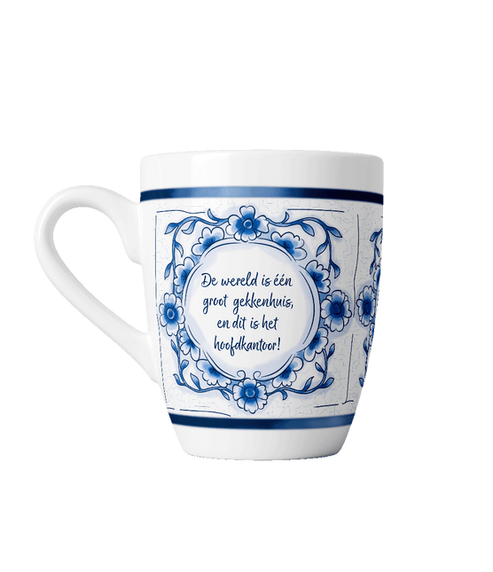 Delfts blauwe mok - Gekkenhuis van Paper Dreams koop je bij Partywinkel