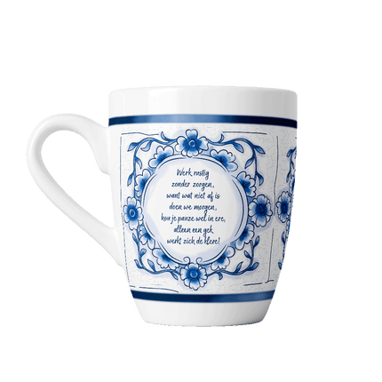 Delfts blauwe mok - Werk rustig van Paper Dreams koop je bij Partywinkel