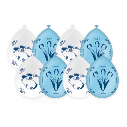 Delftsblauw Ballonnen 30cm 8st van Paper Dreams koop je bij Partywinkel