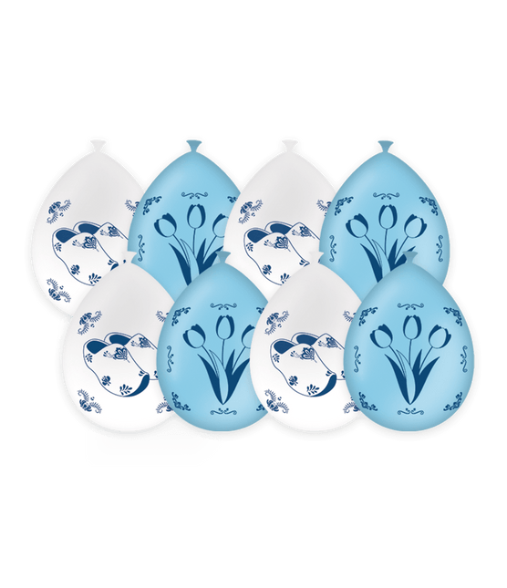 Delftsblauw Ballonnen 30cm 8st van Paper Dreams koop je bij Partywinkel