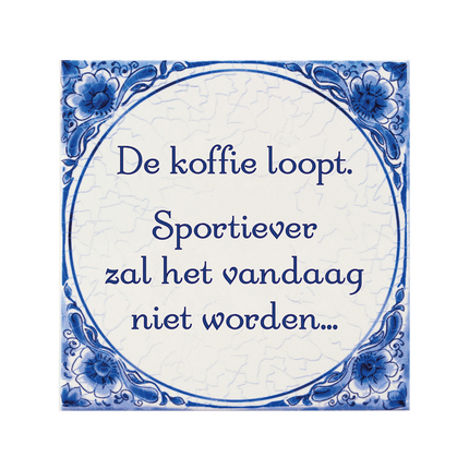 Delftsblauw Tegel De Koffie Loopt 15cm van Paper Dreams koop je bij Partywinkel