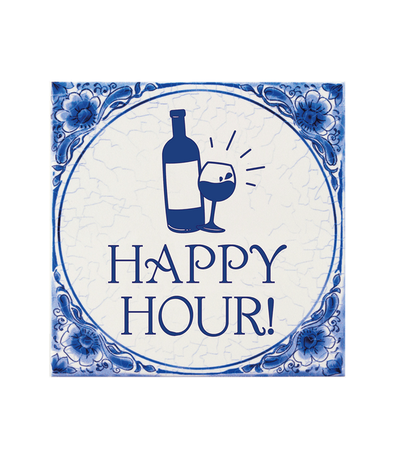 Delftsblauw Tegel Happy Hour 15cm van Paper Dreams koop je bij Partywinkel