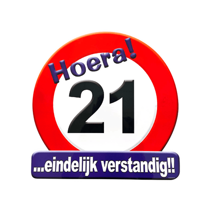 Deurbord 21 Jaar Verkeersbord 50cm van Paper Dreams koop je bij Partywinkel