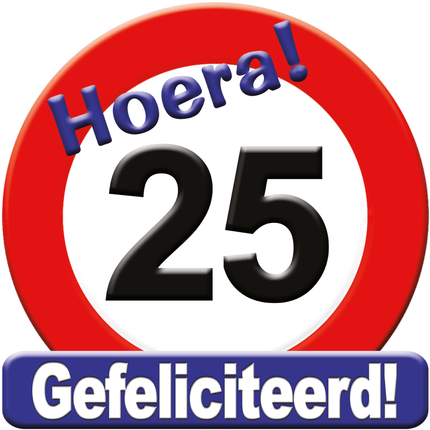 Deurbord 25 Jaar Verkeersbord 50cm van Paper Dreams koop je bij Partywinkel