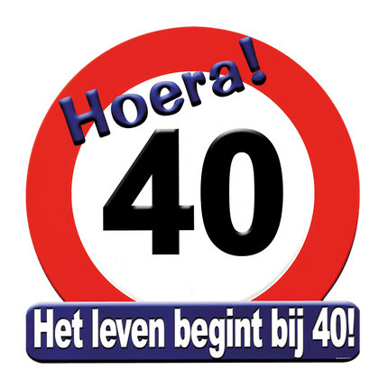 Deurbord 40 Jaar Verkeersbord 50cm van Paper Dreams koop je bij Partywinkel