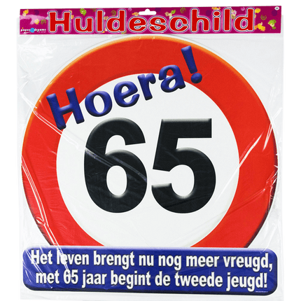 Deurbord 65 Jaar Verkeersbord 50cm van Paper Dreams koop je bij Partywinkel