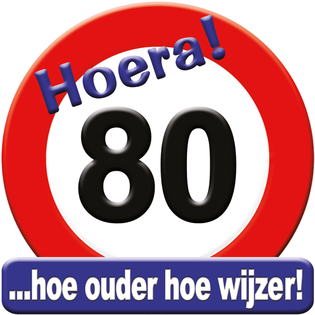 Deurbord 80 Jaar Verkeersbord 50cm van Paper Dreams koop je bij Partywinkel