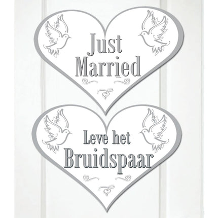 Deurbord Just Married 45cm van Folat koop je bij Partywinkel