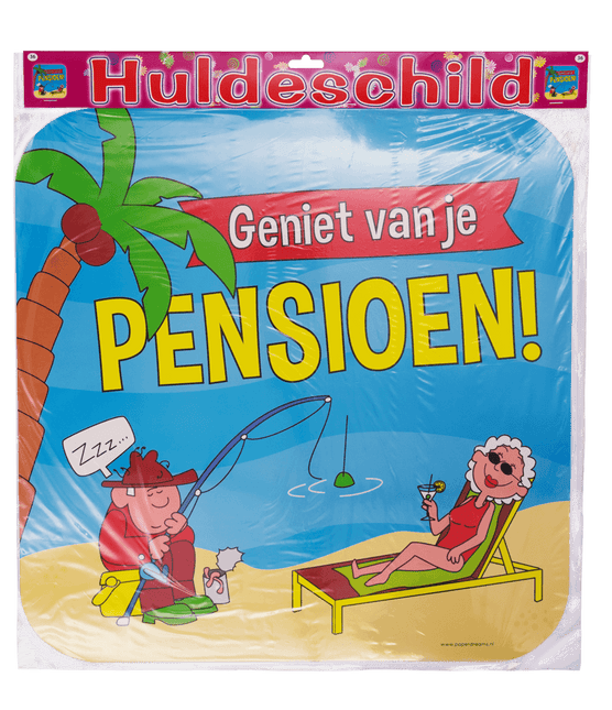 Deurbord Pensioen Cartoon 50cm van Paper Dreams koop je bij Partywinkel